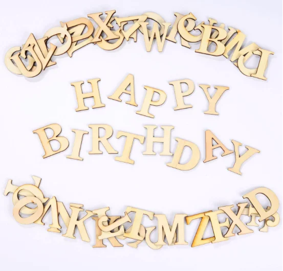 
52 Pieces Wood Letters Wooden Alphabets Letter Craft Pieces for DIY Wedding Display Decor 