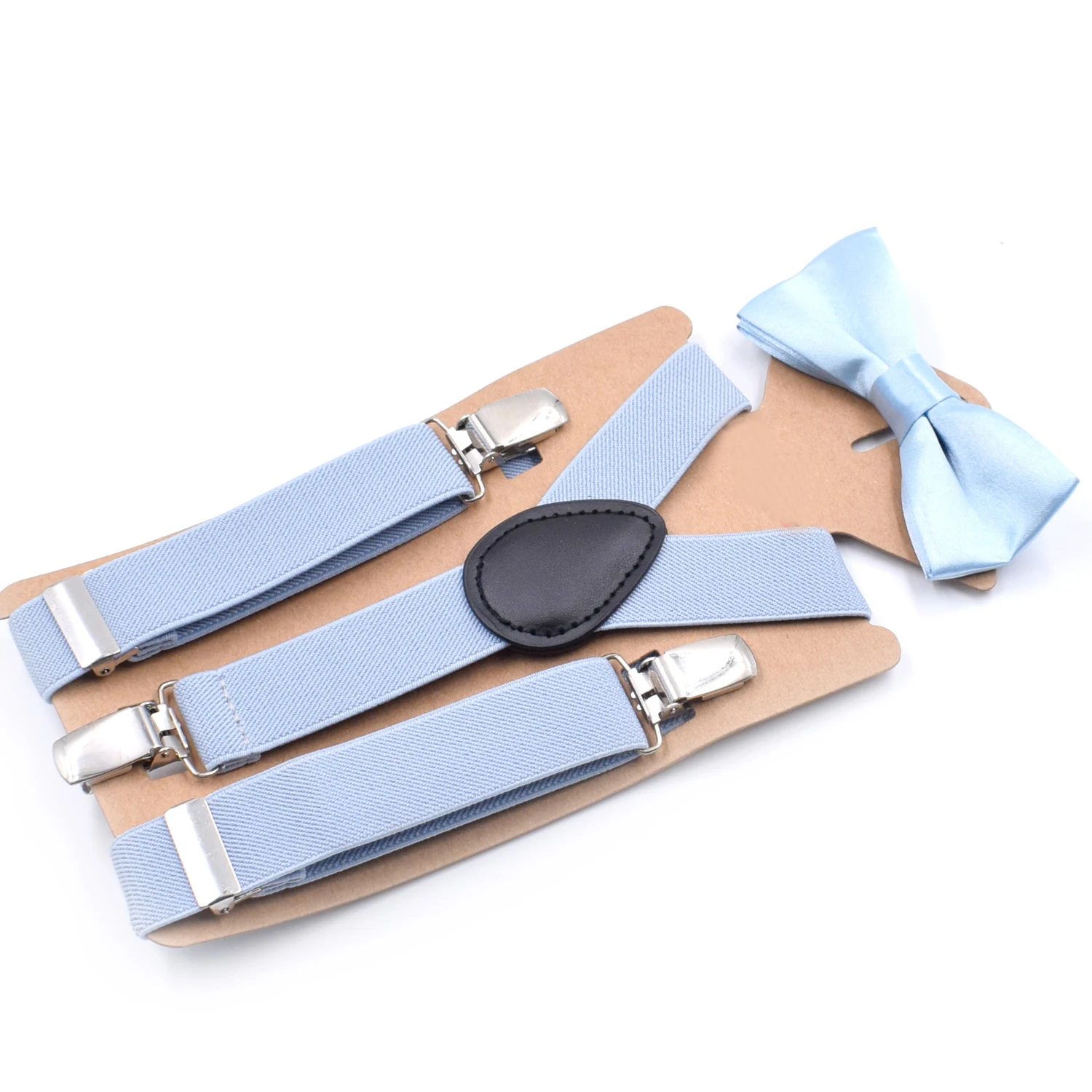 Fashion Kids Solid Color Clips Suspenders Elastic Braces Suspenders With  Bowtie