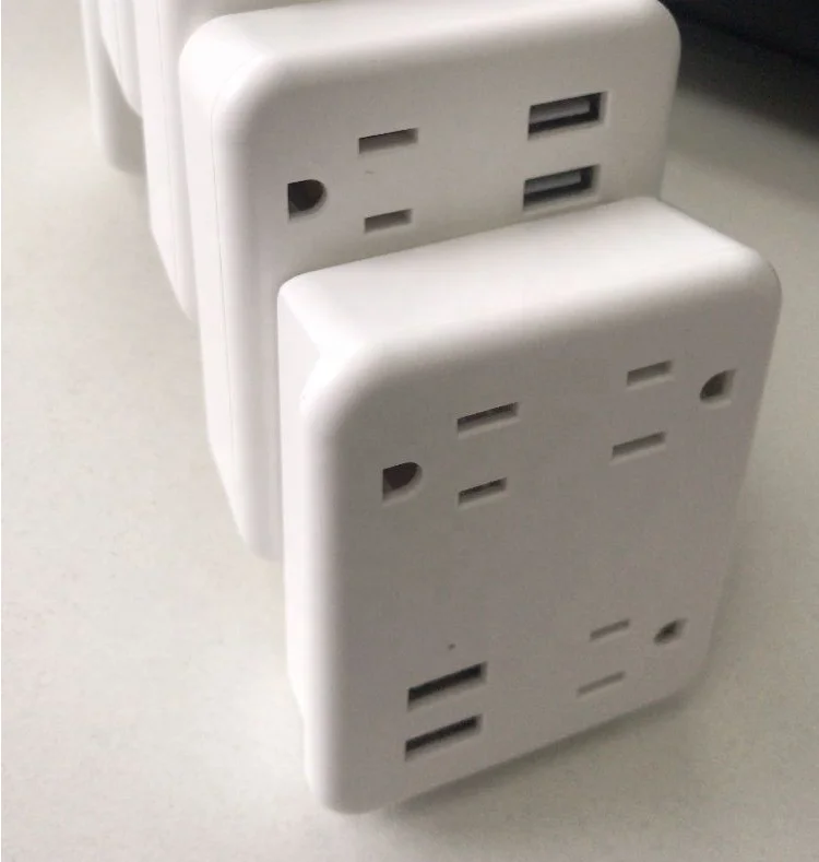 
3 Outlet Extender Multiple Plug Socket Splitter with Dual USB Charging Ports 