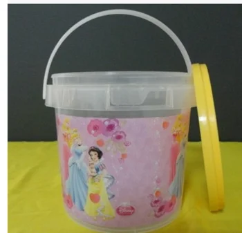 wholesale 5L transparent PP plastic popcorn bucket with lid and handle in china