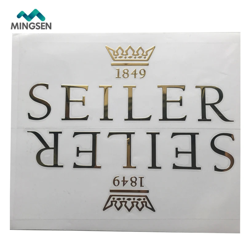 custom waterproof die cut gold silver thin metal sticker electroform nicker sticker