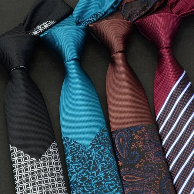
Mens Skinny Ties Luxury Floral Plaid Neckties Slim Tie Classic Business Wedding Tie For Men 