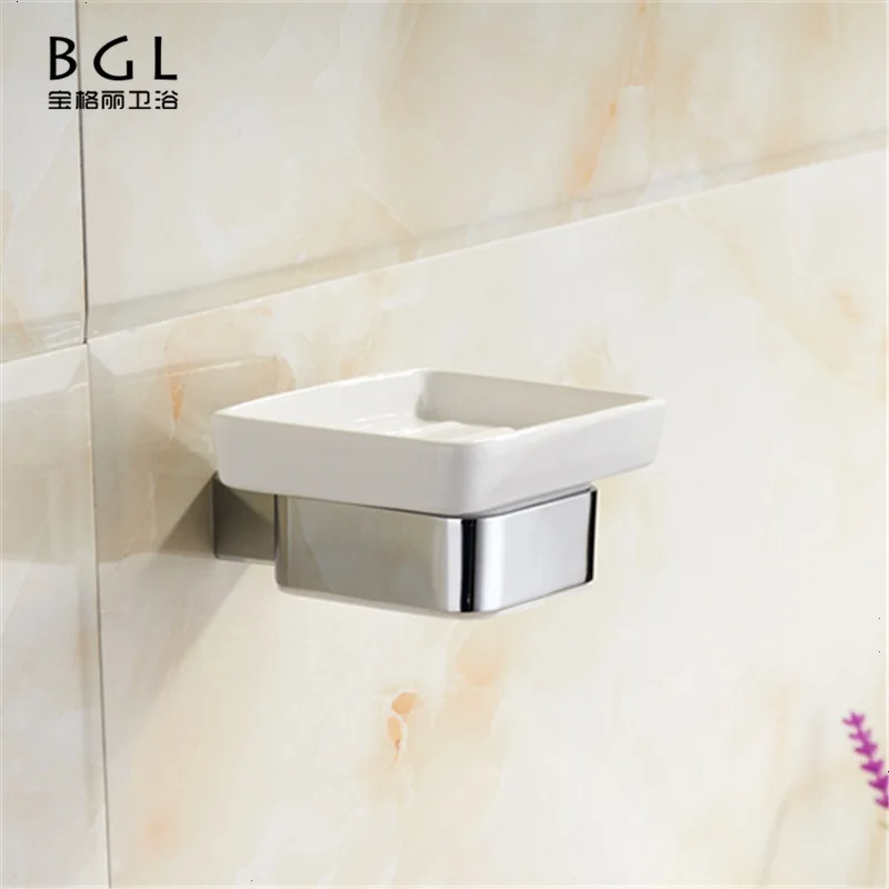 New Design Soap Dish 20839 Bathroom Accessories Zinc Alloy Chrome Soap holder Ceramic Soap Dish