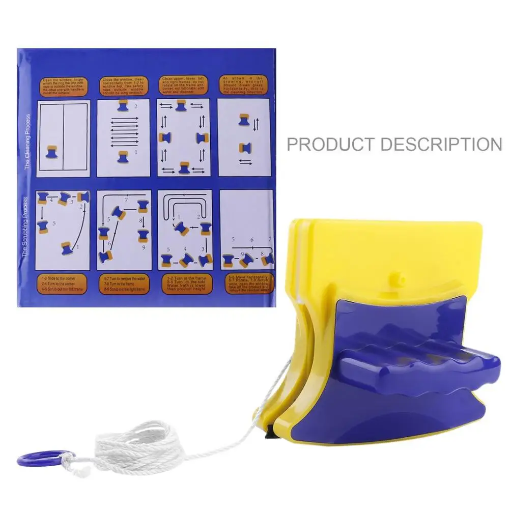 Double Side Magnetic Window Glass Wiper Cleaner Magnetic Cleaning Brush Pad Scraper magnetic glass cleaner