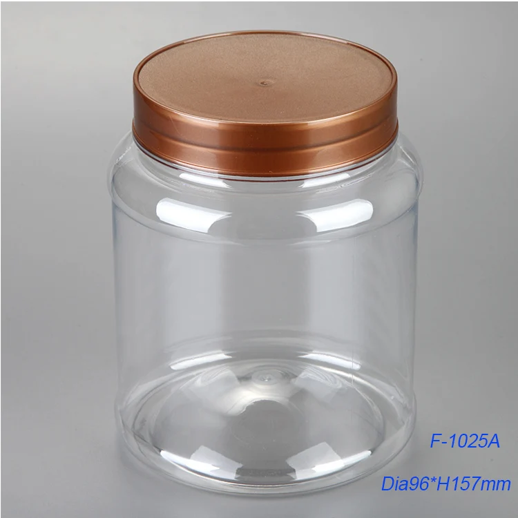90mm mouth wides, handle lid 1L round plastic  large jar container for food