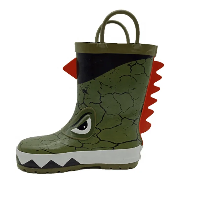 
Kids 3D Dinosaur Rain Boots with Handles cartoon antislip rubber water shoes 