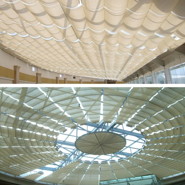 Indoor FCS glass roof building decor tubular motorized skylight blinds