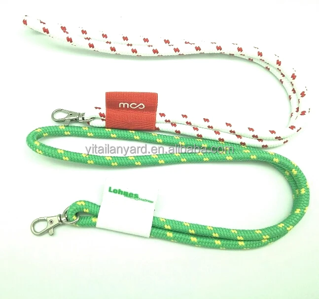 
Fashion custom round name brand jacquard logo cord lanyard 