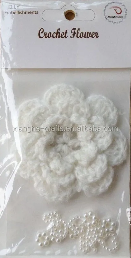 DIY Crochet Flower with Charm and Sticker for Scrapbook Decoration