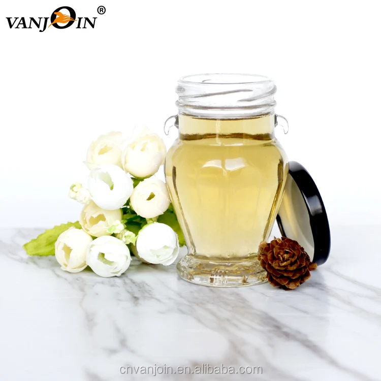 106ml Empty Amphora Glass Jar with Metal Lug Cap Food Container for Honey Jam Jelly Beverage & Holiday Packing