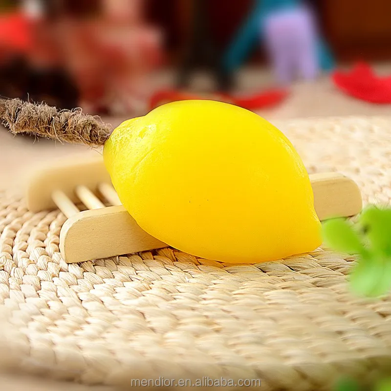 Menior Thai fruit Lemon shaped handmade soap with rope home funny hand face soap whitening remove spot OEM custom brand