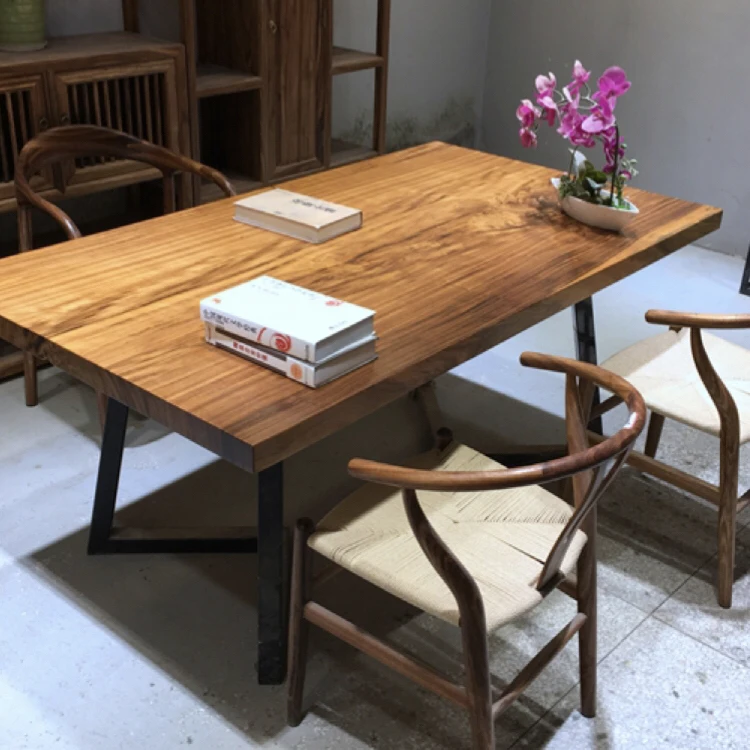 vintage style beautiful live edge walnut slab dinning room furniture solid wood dining table