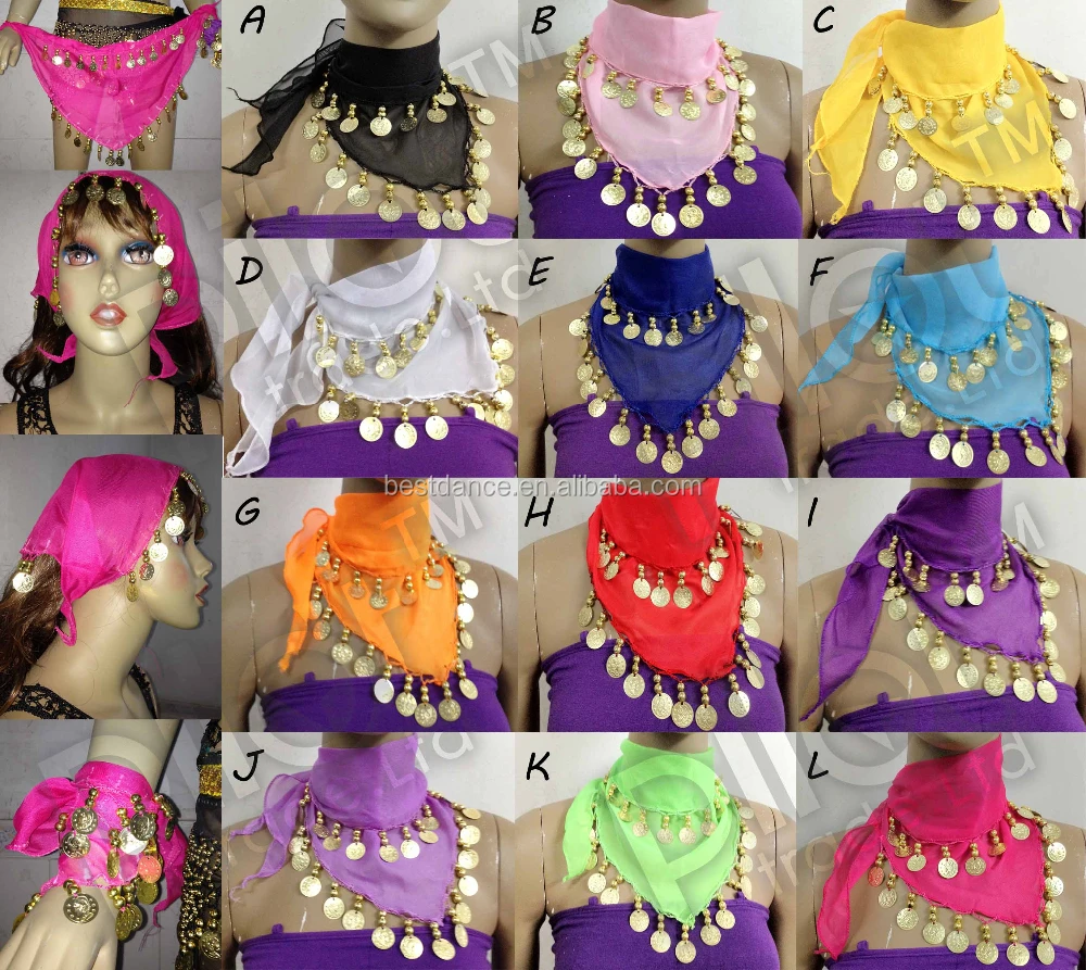 OEM multil use indian dance veil belly dance veil head scarf beret scarf glove set necklace
