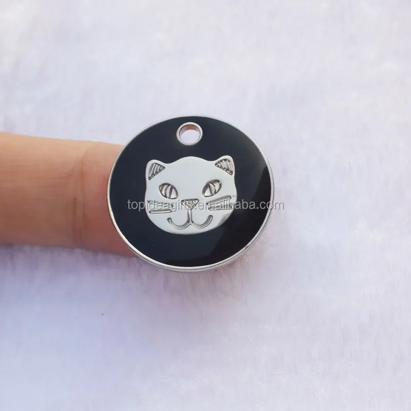 Dog Tag Supplier 20mm Diameter Enamel Animal Cat Pet Dog Tags Mini Cat Face ID Tags Manufacturer