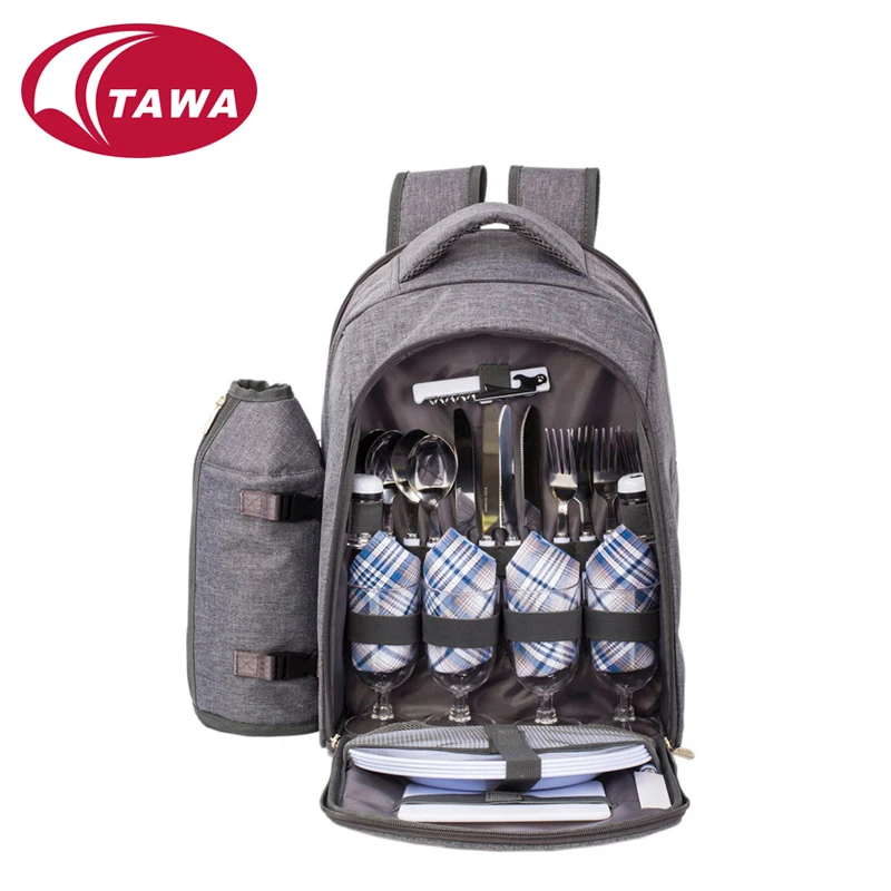 4 Person Picnic Bag with carrying handle/wine holder and backpack straps