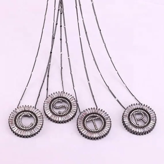 Multi Colors Micro Pave CZ Charm Letter Charms Necklace Initials Jewelry Necklaces
