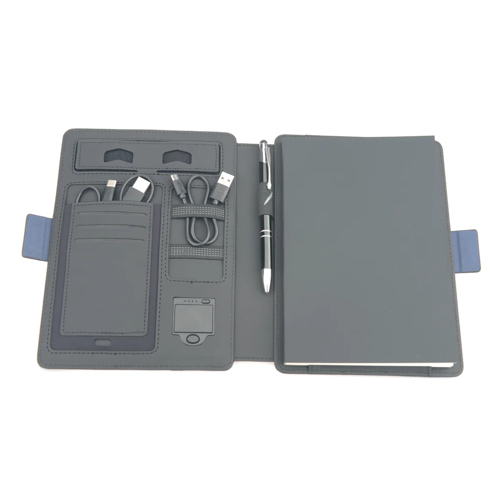 
custom Power Bank notebook/portfolio with and cable charger 