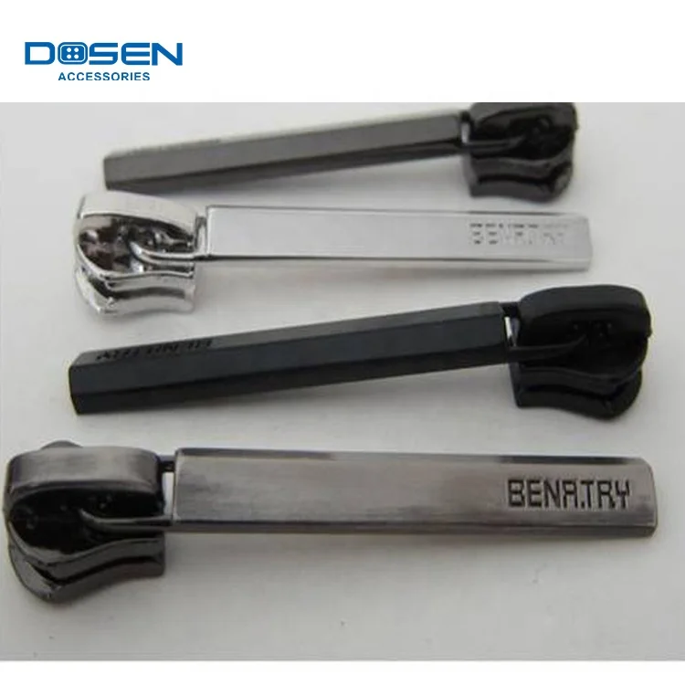 55mm Custom logo Brand metal zipper puller slider,slider for zipper for Garment Handbag Shoes