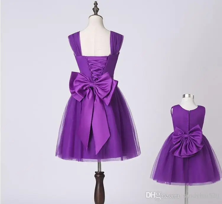 
Elegant purple tulle mom and daughter matching party dresses, new model family clothing latest design 