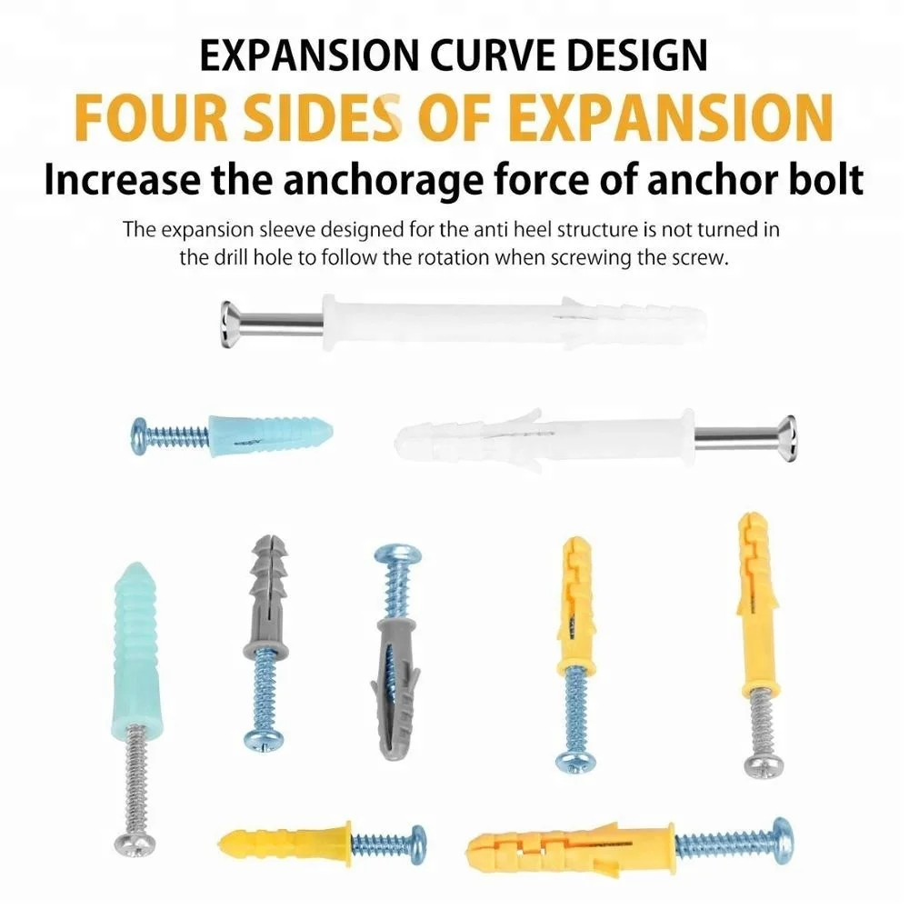 
200PCS Plastic Self Drilling Drywall Ribbed Anchors Assortment with Screws 