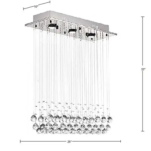 Fashionou Modern K9 Crystal Spiral Raindrop Chandelier Lighting Flush Mount LED Ceiling Light Fixture Pendant Lamp with 4 Lights