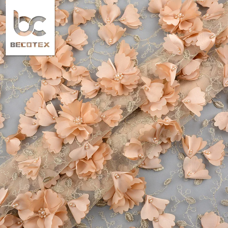 2023 champagne 3d beaded evening dress lace fabric dubai for party