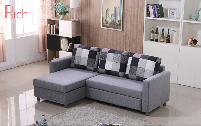 L Shaped Corner Fabric modern divan 3 seater sofa bed furniture living room Sofa cum Bed corner sofa bed modern with storage