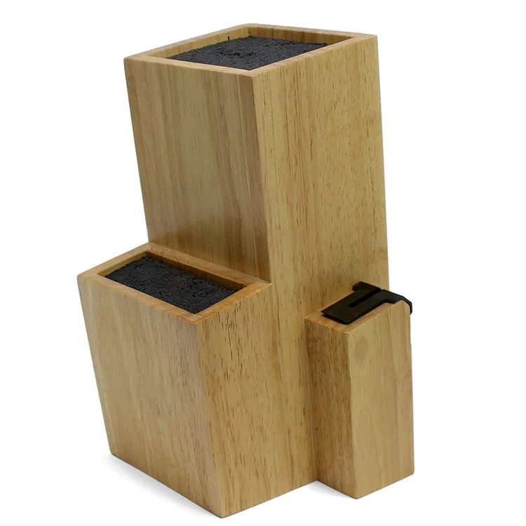 2 Tier Universal With Knife Sharpener Wooden Knife Block