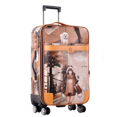 Cartoon Printing PU Leather Material Children Luggage Fashion Valise Embossed logo Kid Luggage Set
