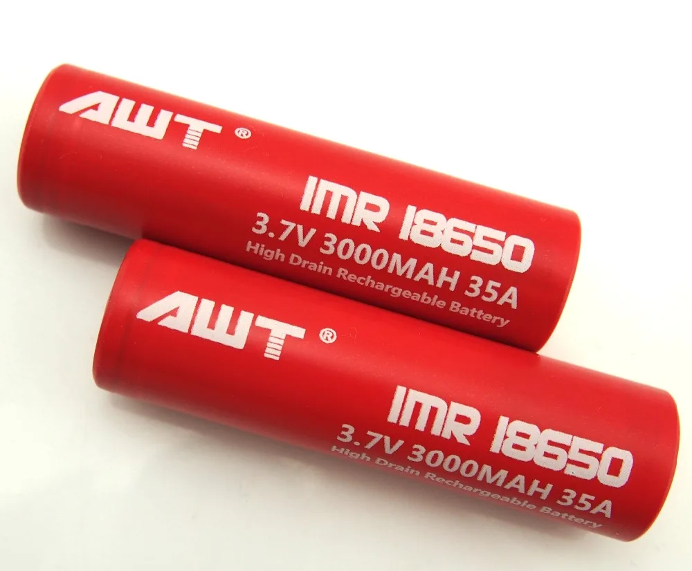 AWT 18650 IMR battery for vap mod 3.7V 3000mAh 35A li-ion battery for mod dna 200 watt box mod e pipe