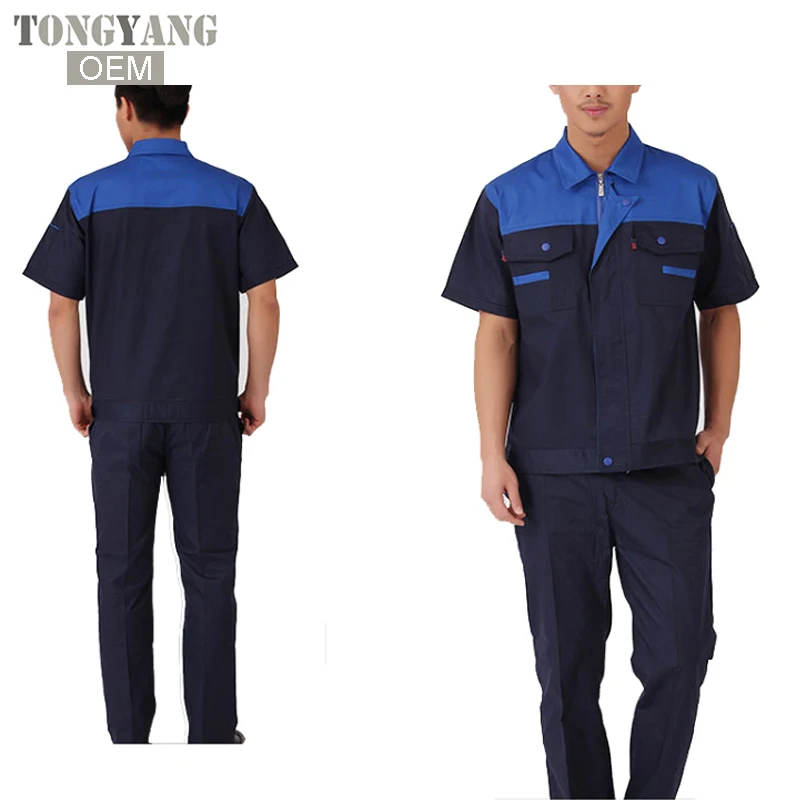 TONGYANG New Men Women Work Clothing Sets Workwear Suits Summer Short Sleeve Jackets+Pants Factory Car Repair Workers Uniforms