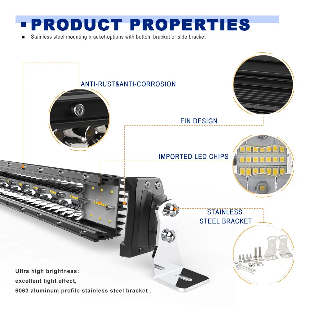 Led Bar 2019 22 32 42' Driving 3 Rows Offroad 4x4 Truck 12 24 Volt Car 52 Inch Led Light Bar