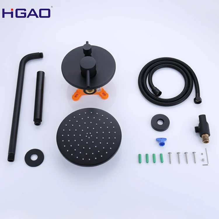 
Wall Mounted Matte Black Rainfall Head Shower Faucet Set Bathroom Shower Faucet 