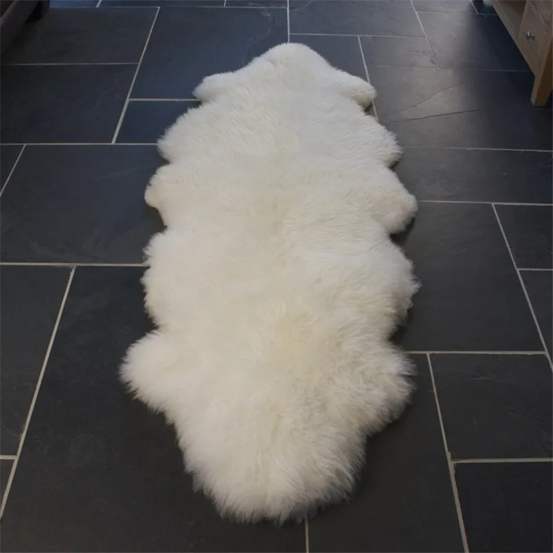 100% Genuine New Zealand Lamb Skin Fur and Colorful Mouton Rug Handmade Adults Rectangle Anti-slip Wool / Silk Hand or Dry-clean