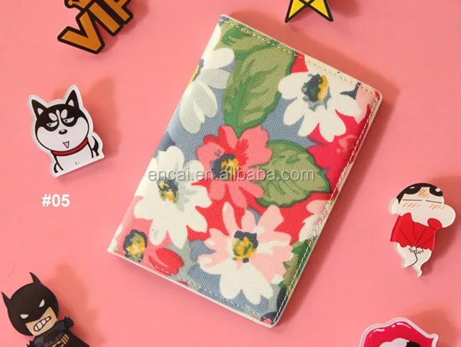 Encai Travel Vintage PU Passport Cover With Card Slots Floral Pattern Passport Holder