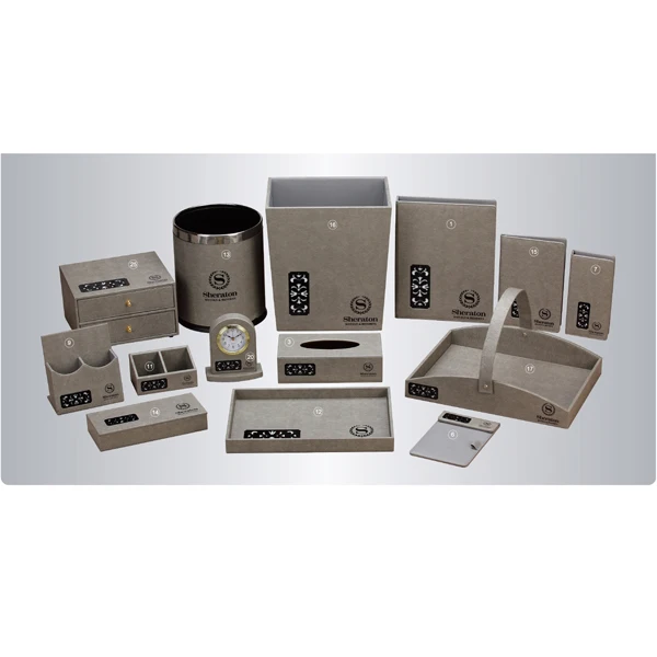 Hotel Supplier High-end Faux Leather Hotel Room Accessories Set