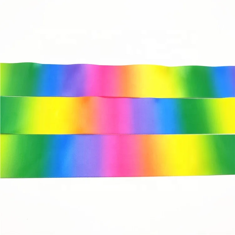  Цветная Радужная теплопередающая Полиэстеровая атласная лента для бантов волос 100 мм 4