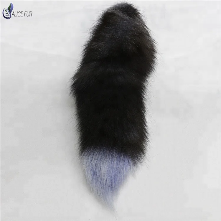 ALICEFUR High quality silver fox fur tail keyring real fox fur key ring bag pendants