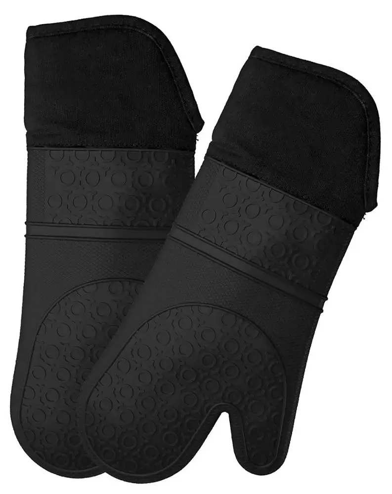 Heat Resistant Oven Gloves, Silicone Oven Hot Gloves- Extra Long Professional Baking Latex Gloves ( Red )