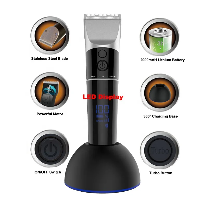 Digital LED Display Professional Hair Trimmer Rechargeable Electric Hair Clipper Hair Cut Machine JM-528