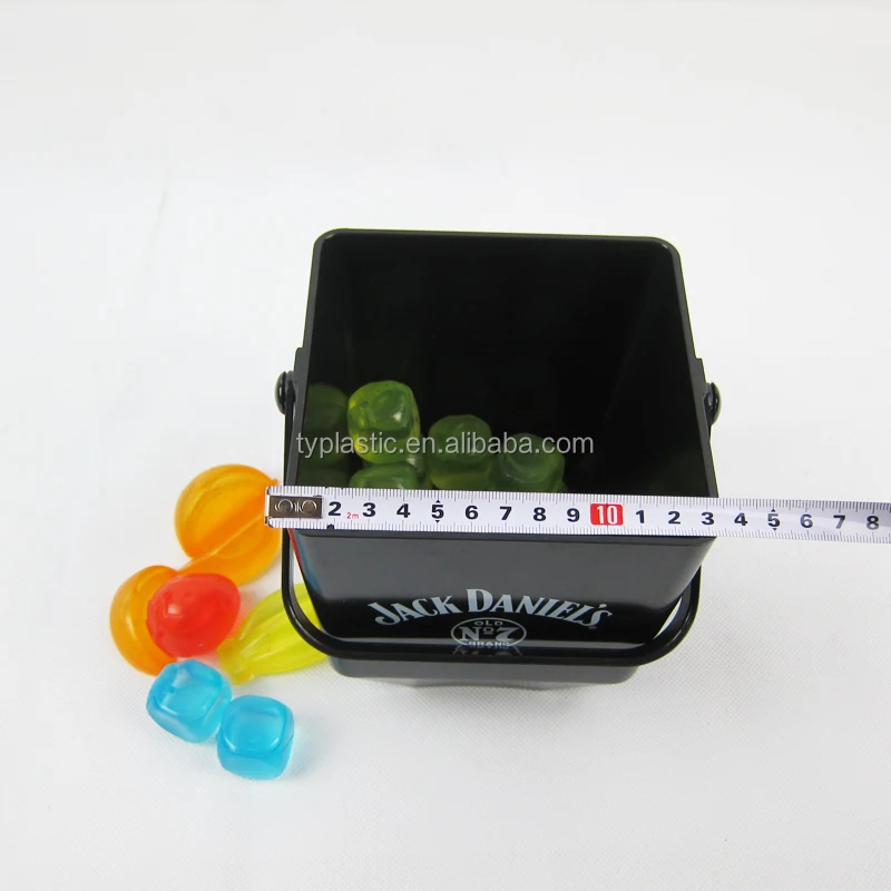 Plastic mini square ice bucket with handle