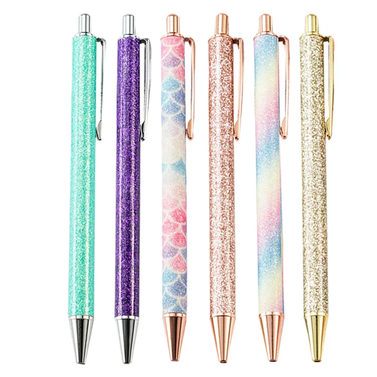 Xinhao 2019  Blingbling Rainbow Color Ballpen for Women Office Business Using Promotional Metal Ball Pen with Custom Logo