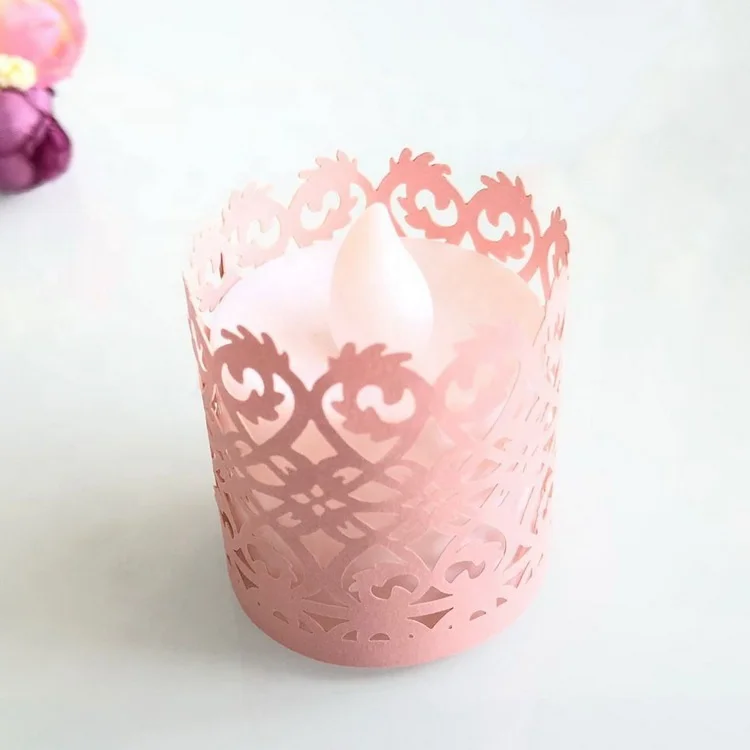 Laser Cut LED Tea Light Candle Shade Paper Candle Lampshade Wrapper Party Decoration