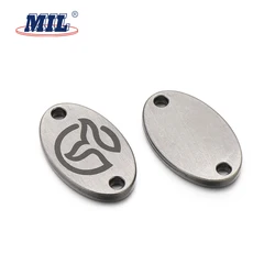 Custom High Quality 2 Hole Sew Clothing Metal Brand Logo Labels For Handbags