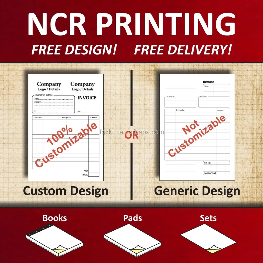 
Invoice Books - No Carbon Required (NCR) - Duplicate/Triplicate - A4/A5 