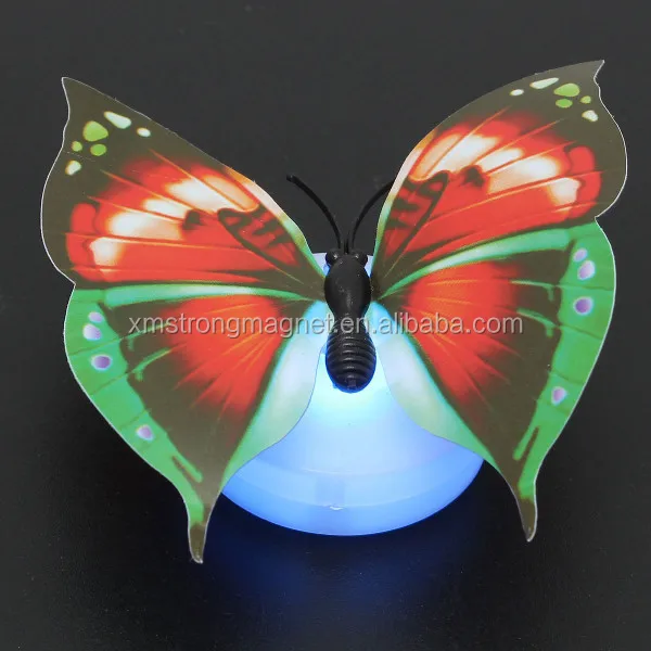 LED change colour night light Luminous magnetic butterfly fridge magnet
