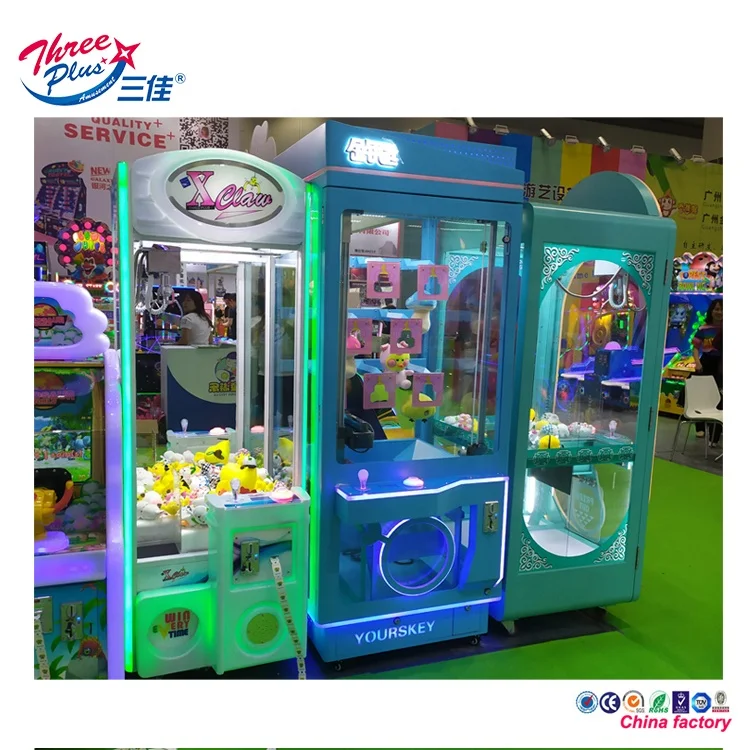 Threeplus coin operated singapore doll claw machine arcade game machine