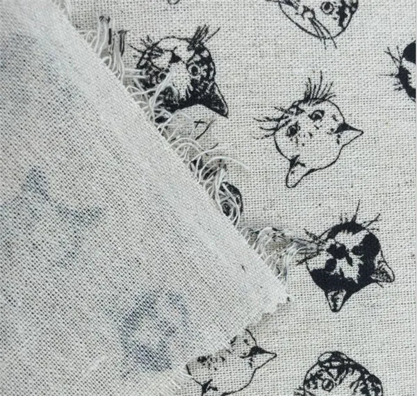 
little cat printed linen cotton cloth linen blended handmade DIY fabric for decorative cloth/curtains/cushion 