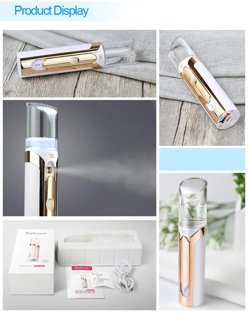 
Skin Moisturizer Portable Nanometer Nano Face Facial Cool Mist Spray Power Supply Face Spa 