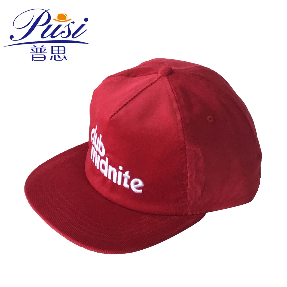 Fashion design 5 panel corduroy snapback hat with embroidery your brand form hat factories in china corduroy hat caps